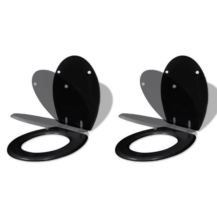 VidaXL Sièges de toilette avec couvercles 2 pcs MDF Noir
