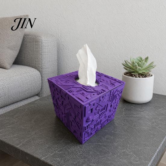Sense of Future Tissue Box Sci-fi Theme Box, with Smooth Paper Extraction, Large Capacity Cubic Design Trendy Organizer, Hard Shell Durable
