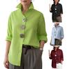 Women Shirt Lapel Long Sleeve Loose Fit Shirt Tops Metal Buttons Pure Color Summer Shirt Work Parties Casual Wear