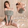 Ahegao Small Tight Knit Mini Sexy Sexy Sexy Virgin-Killing Sweater, Breasts, Dress, Length, Babydoll, Popular, Women's, Gray, Clothing, Costume,