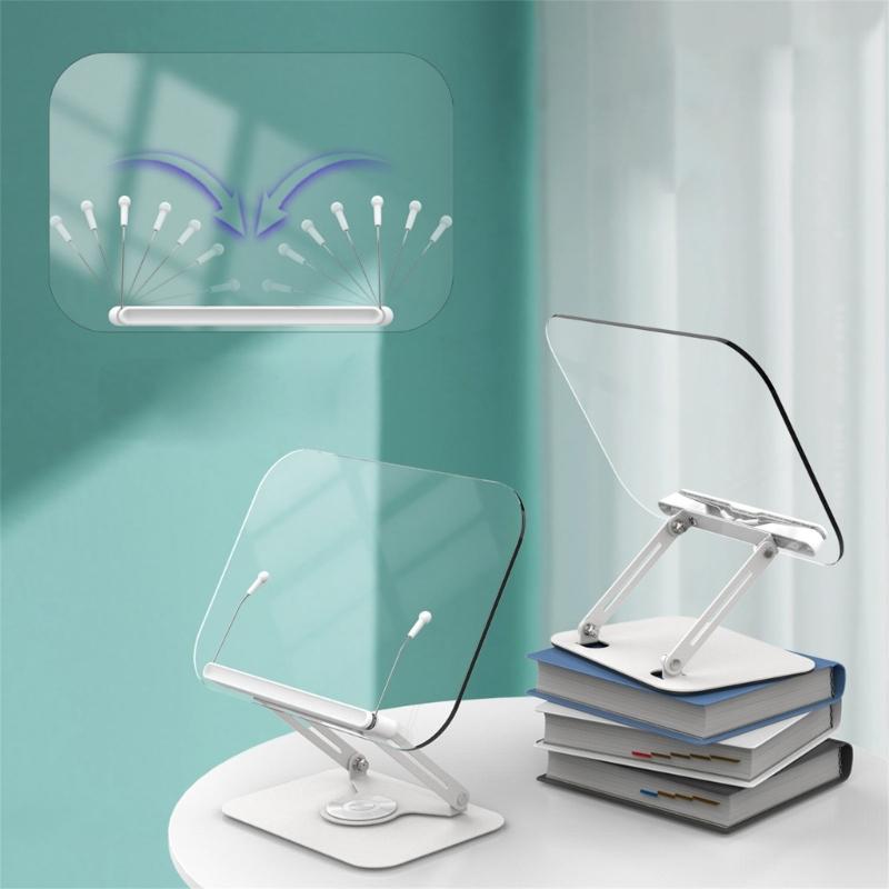 Clear Acrylic Reading Rest Desktop Tablet Support Holder Stable Multiple Angle Rotation for Home and Office Use