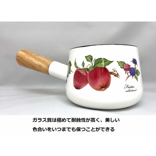 Fuji Enamel Milk Pan, 12cm, Made in Japan, Fruitas Collection 2 FTC-12M