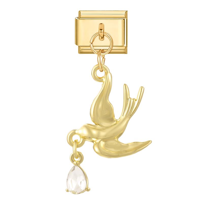 Gold Color Butterfly Bow Knot Star Swallow  Pendant Charm Links Fit 9mm Stainless Steel Bracelet DIY Making Men Women Gift