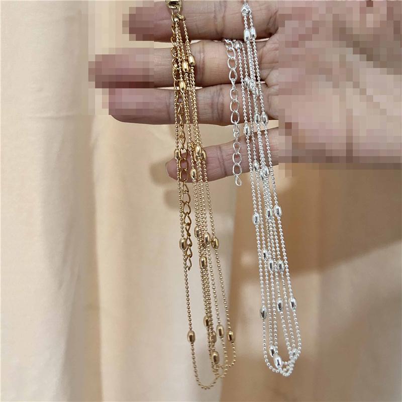 Charm Personality Jewelry Pattern Chocker Elegant Bright Multilayer Bead Chain Copper Necklace