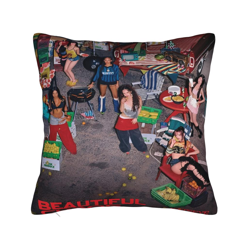 Katseye Merch Sad Square Pillow Case Polyester Cushions For Sofa Pop Music 45*45Cm Cushion Covers