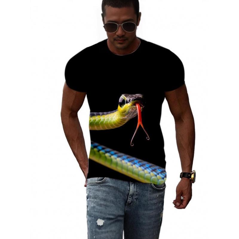 Snake Pattern Series 3D Printed Men's Casual Short Sleeved T-shirt Men's T-shirts