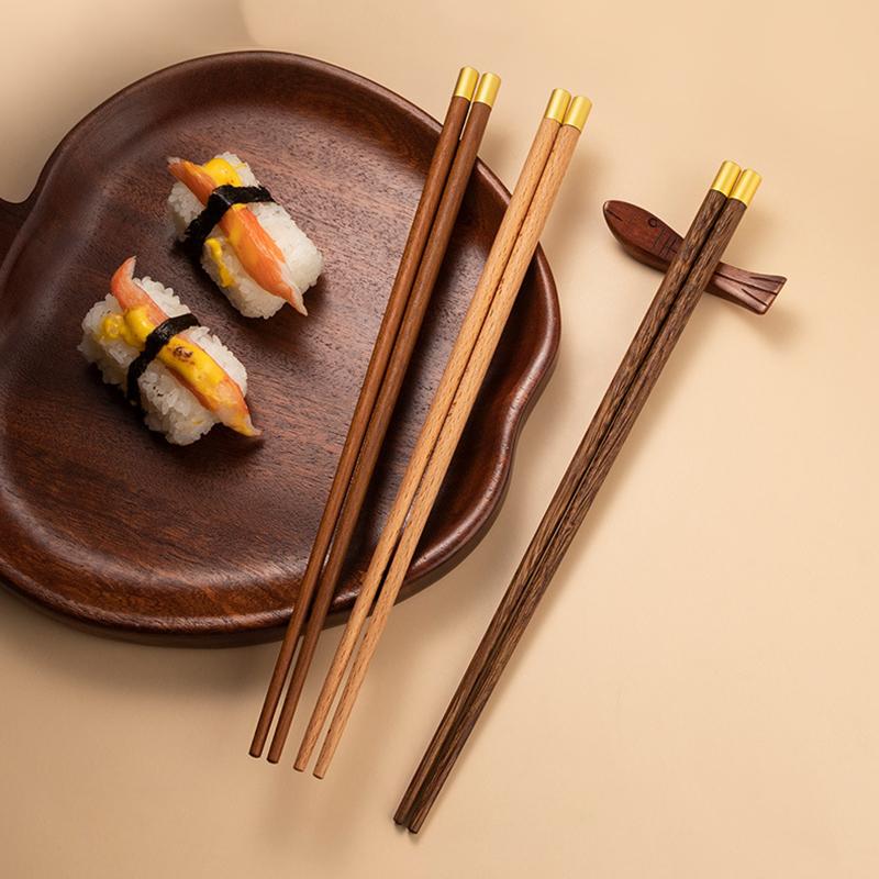 5 Pairs Luxury Natural Wood Chopsticks Reusable Non-slip Wooden Chopsticks Set Multi Color Eco-Friendly Healthy Chinese Chop Sticks