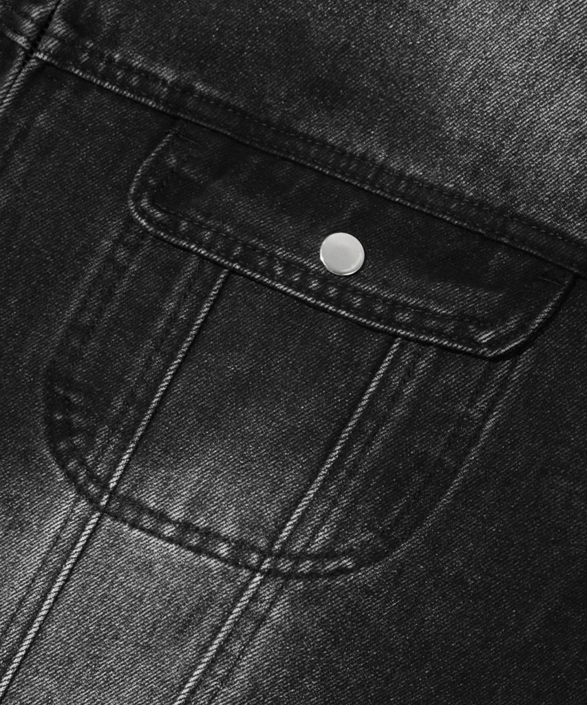 Trillion Fade Wash Biker Denim Jacket (Black)