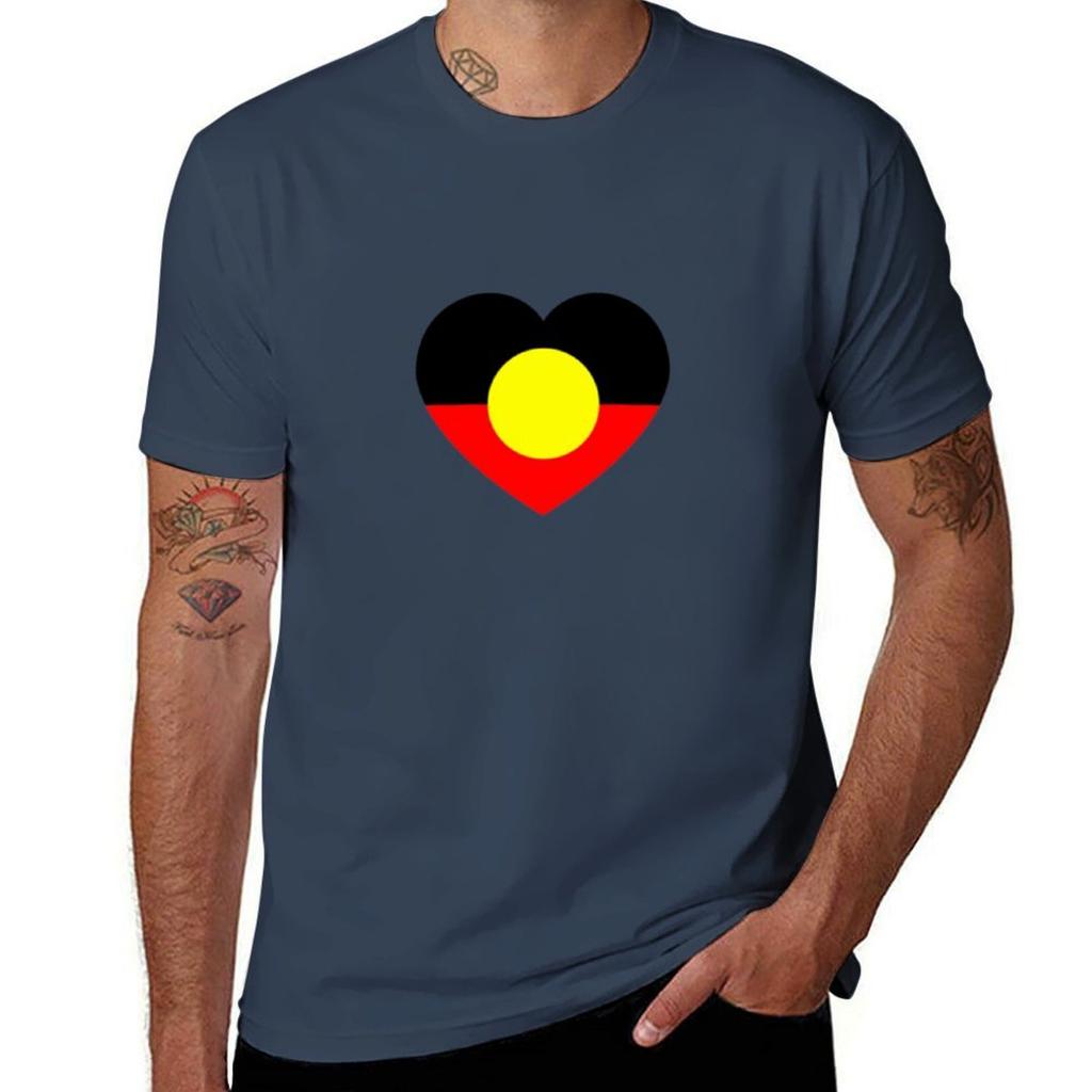 Aboriginal flag heart TShirt Abstract Pattern Print Top