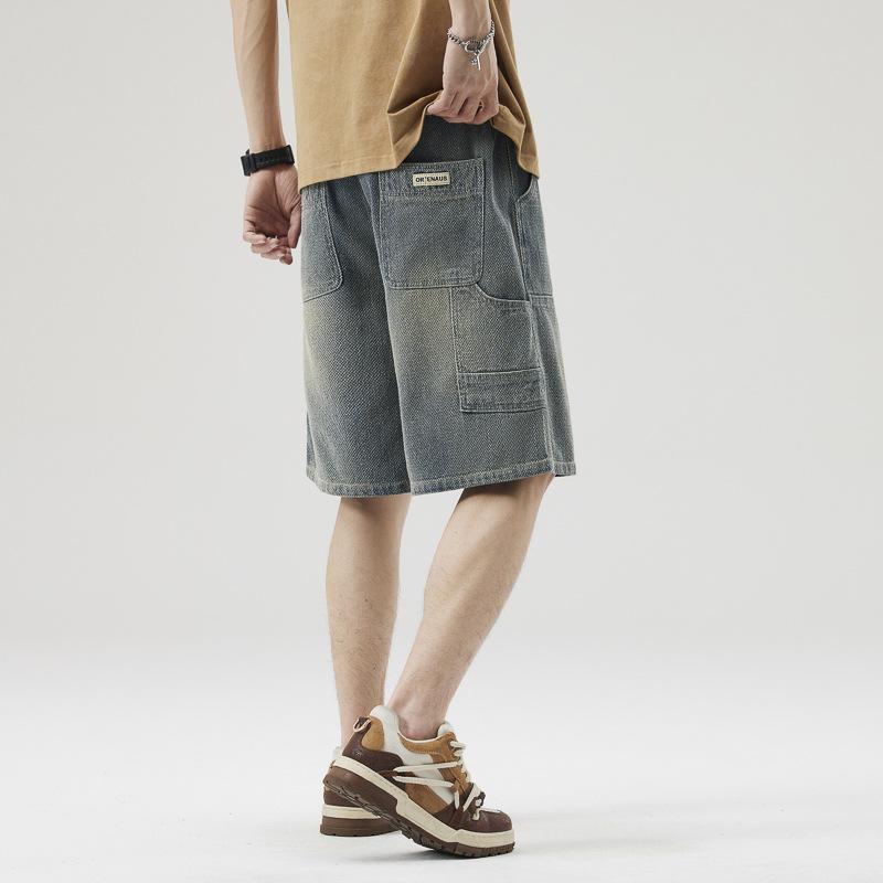 Denim Shorts Men's Summer New Loose Straight Work Top Five-leg Pants
