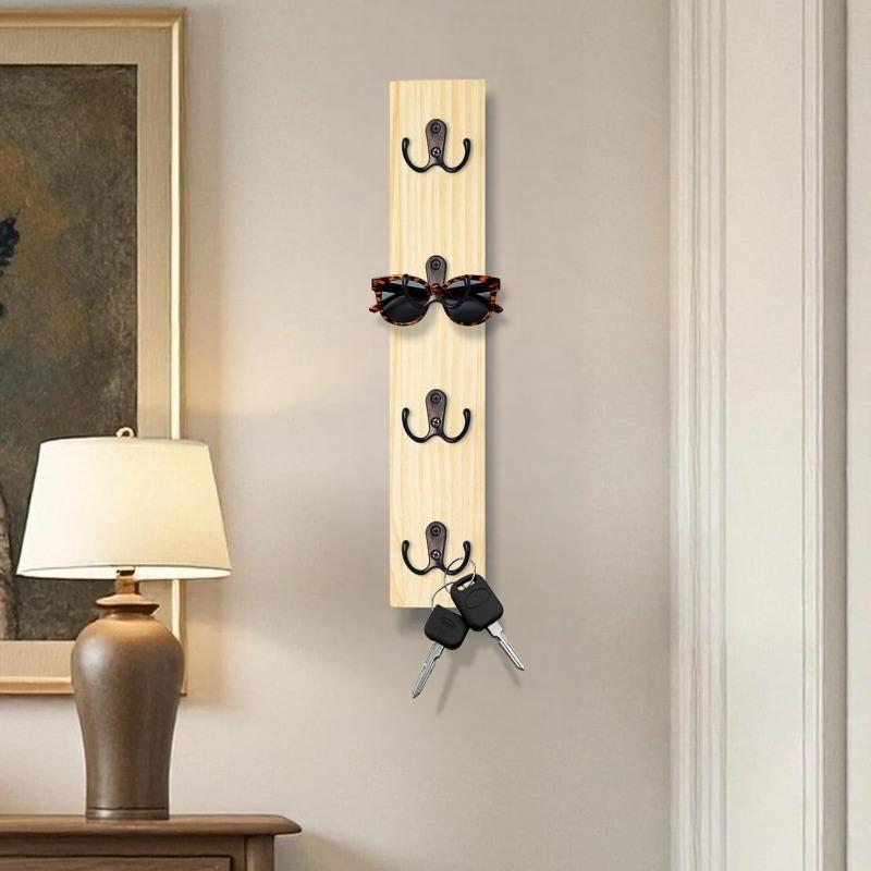Wooden Vertical Key Rack with Hooks Wooden Key Storage Rack Space-saving Key Rack