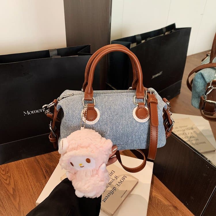 Denim Mini Boston Bag Women's Shoulder Crossbody Bag