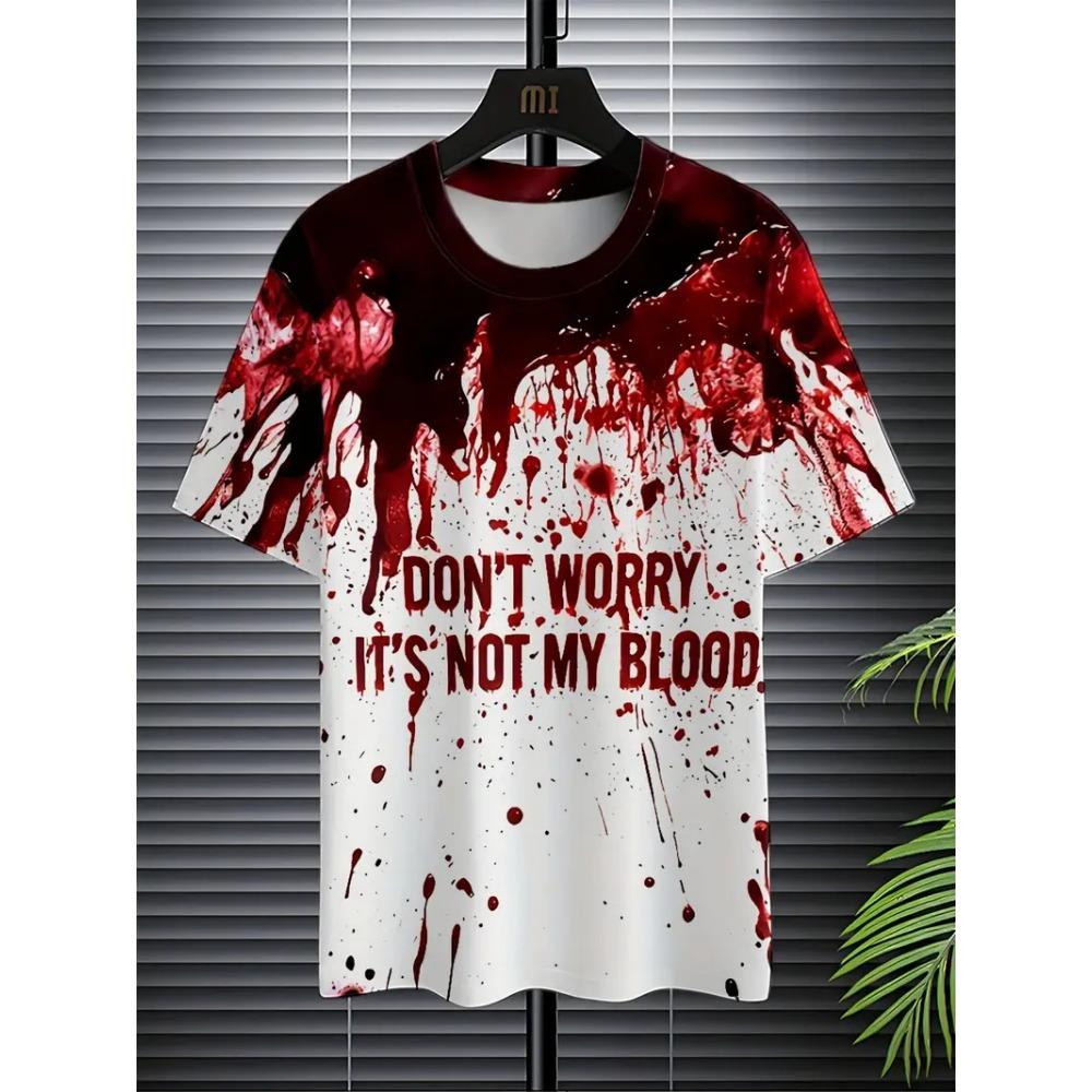 Fun Bloody Horror Pattern 3D Printed Graphic Tee Shirt Blood Street Man Tops Casual Fashion Plus Size Tees Top Women Clothing