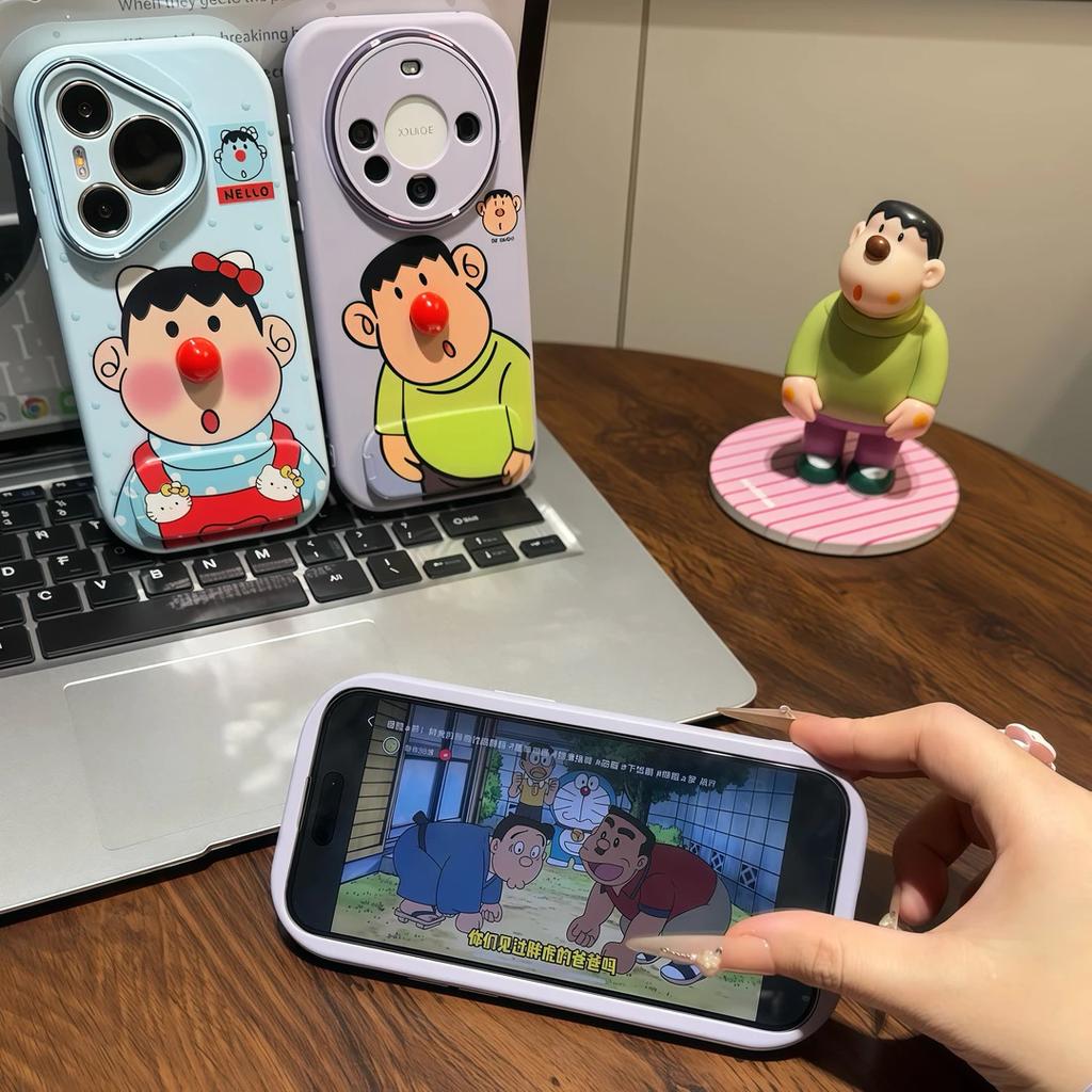 Fat Tiger Red Nose Bracket Suitable for Apple 16/17Promax Mobile Phone Case IP15 Little Fat Girl 14Pro Personality 13