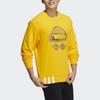 adidas neo Fun Print Crew Neck Pullover Sports Sweatshirt for Men, Yellow