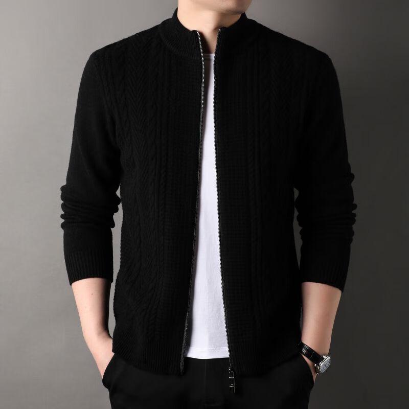 

Yiliteng Men s 100% Merino Wool Jacquard Half-Zip Cardigan Jacket 170