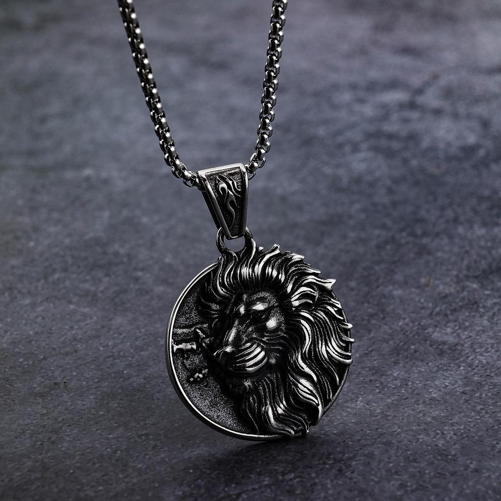 European and American Viking Series Domineering Retro Stainless Steel Lion Head Pendant Jewelry