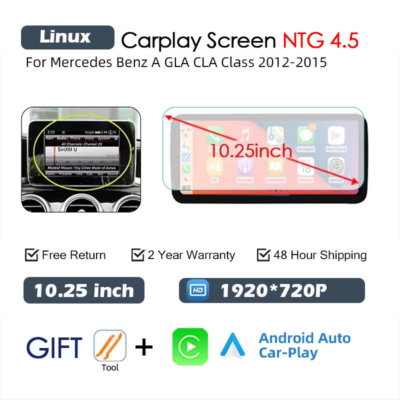 Wireless Carplay Android Auto Screen For Mercedes Benz A Class W176 A180 A200 A220 A250 A260 Multimedia Player Radio GPS Navi 10.25 NTG4.5