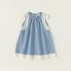Simple Solid Color Lace Design Children Sleeveless Dress For Kids Girls Ages 3 To 8