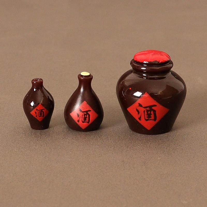 1Impostare1:12 Barattolo per vino in miniatura per casa delle bambole, retrò, cinese, bicchiere per vino, modello, decorazione per cucina, giocattolo, accessori per casa delle bambole