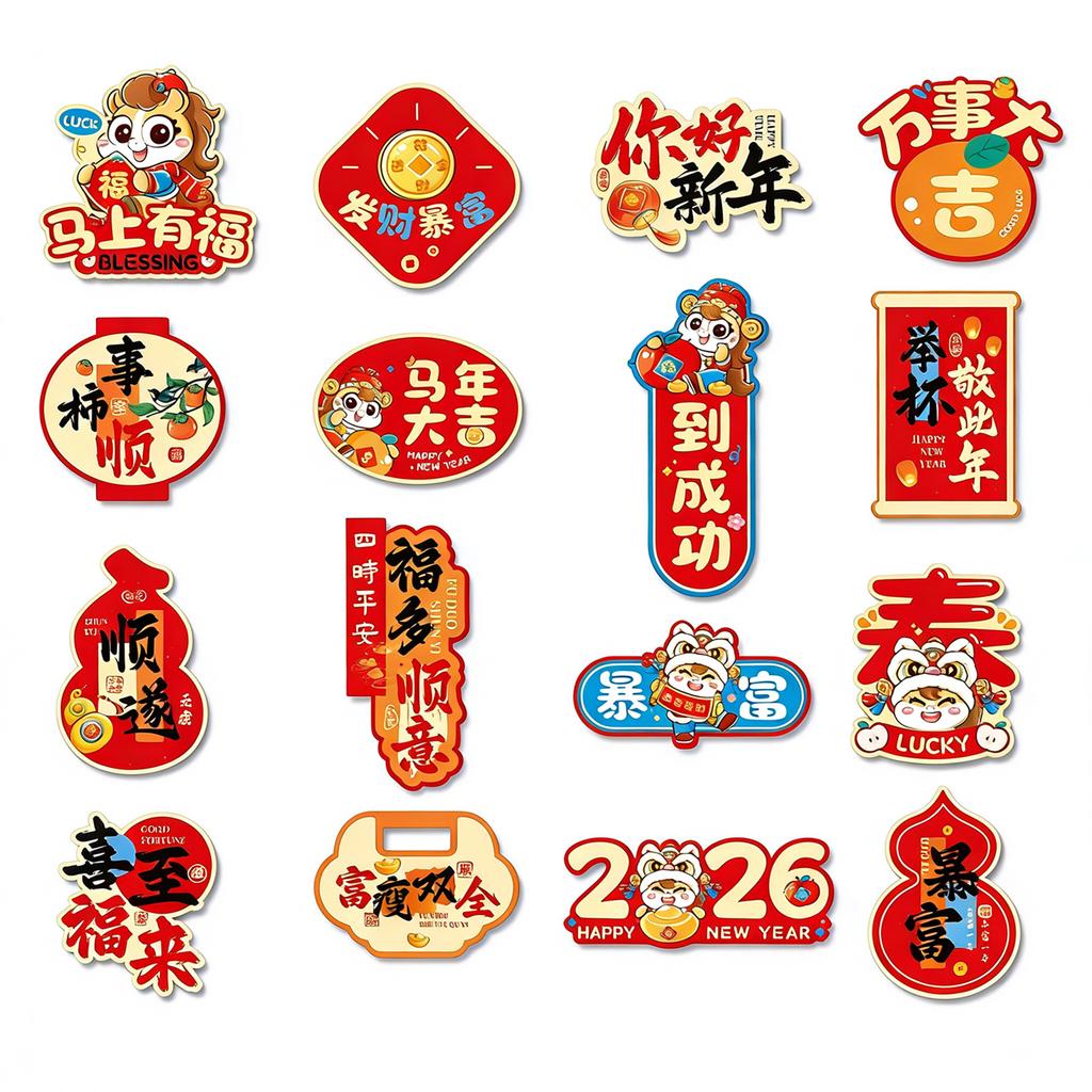 2026 New Year Refrigerator Decals Spring Festival Zodiac-Horse Magnetic Stickers Bring Good Fortune-Cheer For Refrigerator Door