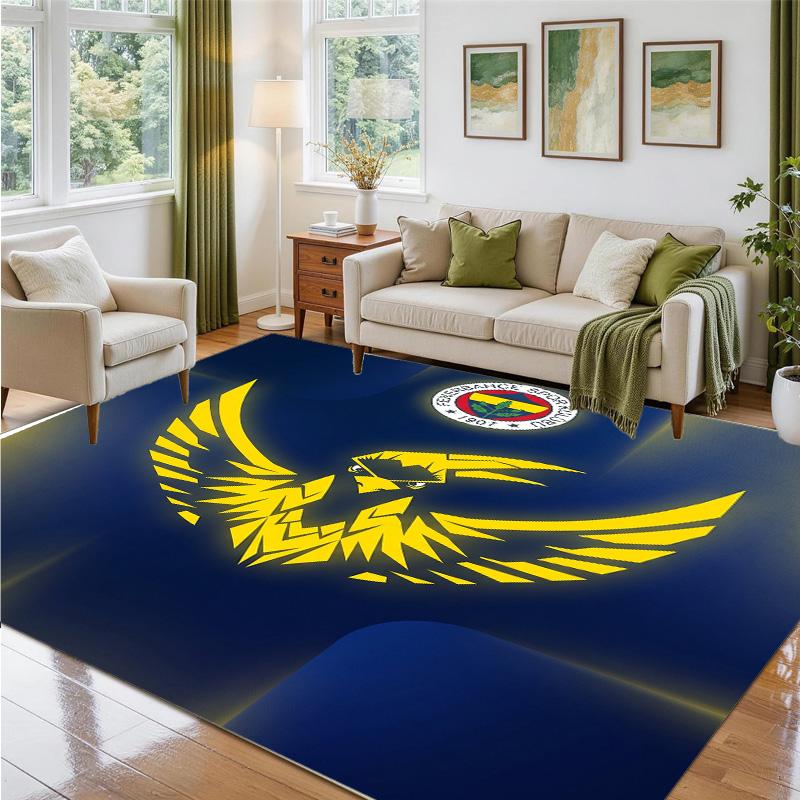 Fenerbahçe FC Design Crystal Velvet Rug Soft Decorative Mat for Bedroom Entrance