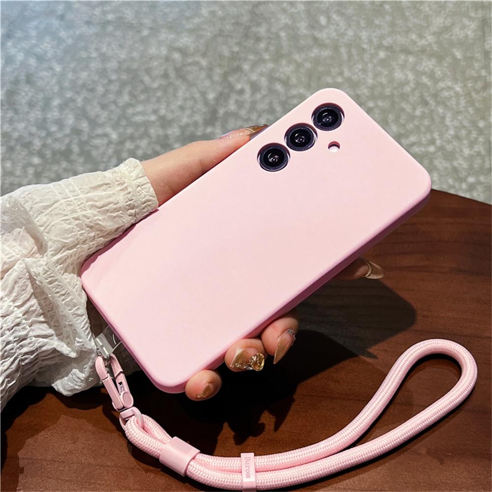 For Samsung Galaxy S25+ Case Precise Cutouts Liquid Silicone+PC Phone Cover with Wrist Strap