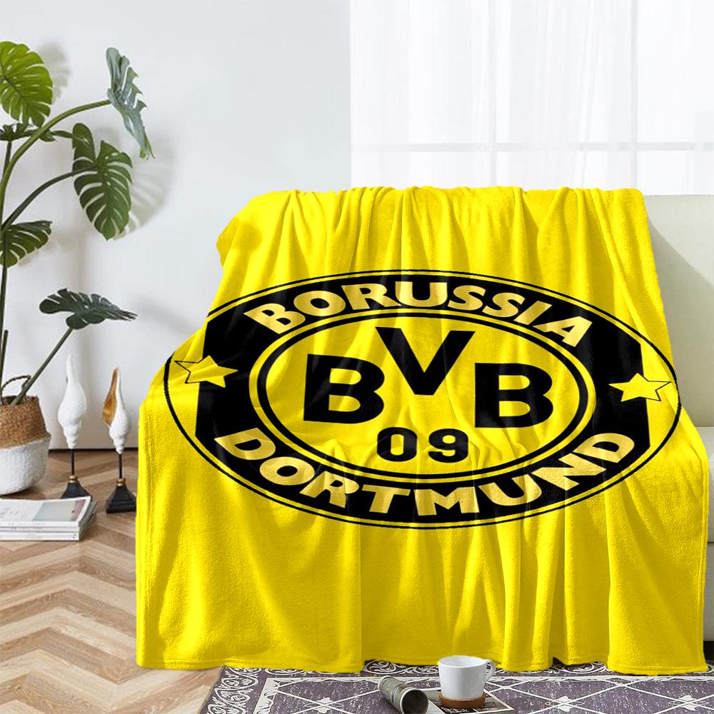 Borussia Dortmund Thema Bedruckte Decke - Perfekt für Sofa, Bett, Reisen & Outdoor-Nutzung | Maschinenwaschbar, Gemütlich & Langlebig.