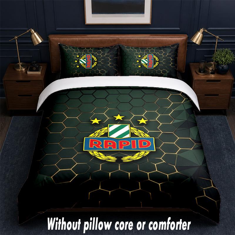 Rapid Wien FC Design Bed Bedding Set 1 Duvet Cover + 2 Pillowcases Soft Breathable Household Bed Linens