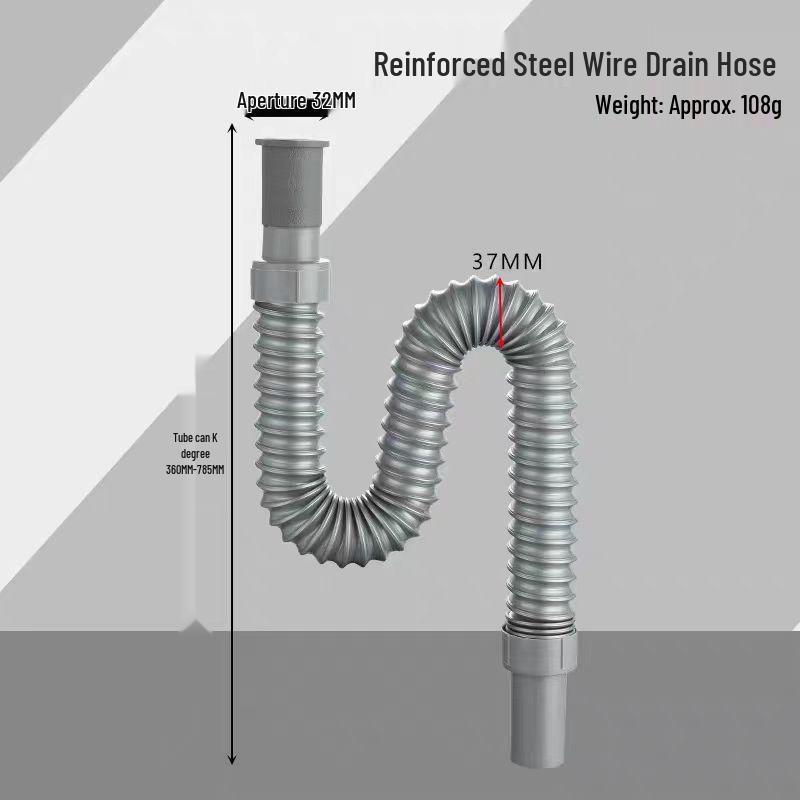 

80см Выдвижной ПВХ Гофрированный Шланг-Удлинитель для Сливной Канализационной Трубы для Раковины и Стиральной Машины