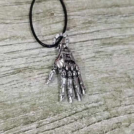 Mekanisk Hand Hänge Steampunk Halsband Hänge Retro Articulerade Fingerleder Robot Hand Berlock Smycken för Män Kvinnor
