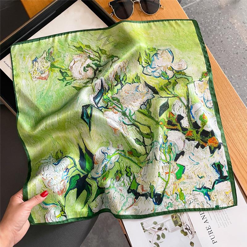 Fashion 100% Real Silk Scarf 53cm Square Bandelet Women's Silk Temperament Small Scarf Neck Decorative Wrap Printed Scarves