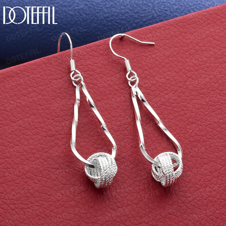 925 Sterling Silver Fashion Gift Circle Pendant Pierced Earrings 3.60*1.00cm