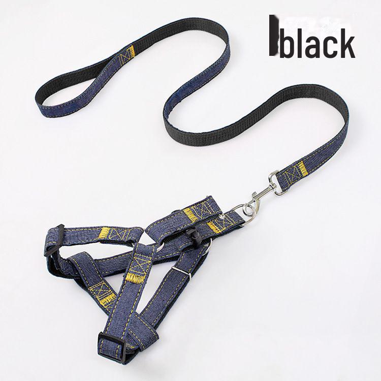 

Джинсовый износостойкий поводок и шлейка для маленьких собак и кошек Extra Small