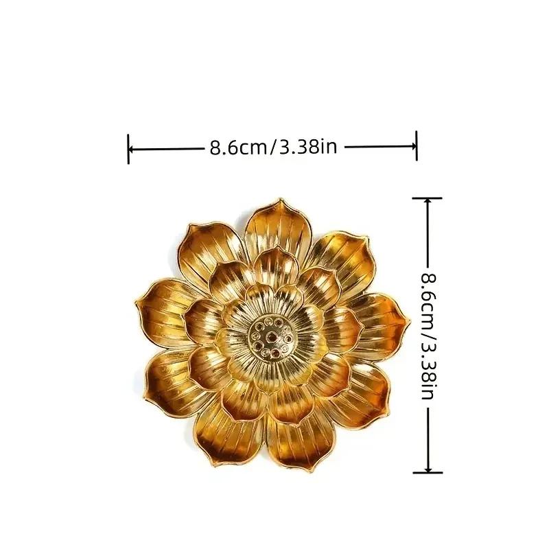 1Pc,Gold Lotus Flower Incense Insert Incense Seat Incense Table Household Line Incense Censer Incense Stove (Without Incense)