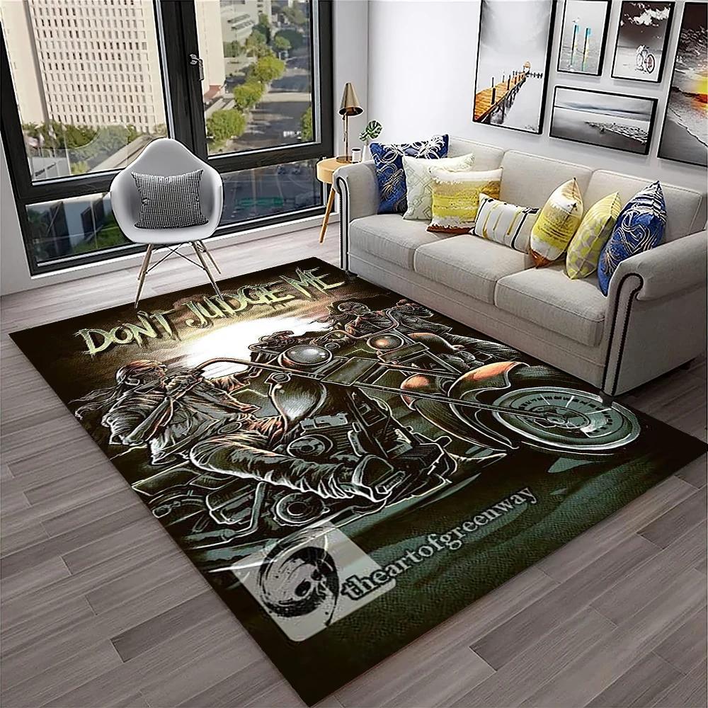 3D Retro Motorcycle Vintage Carpet Rug for Home Living Room Bedroom Playroom Sofa Doormat Decor,Kid Area Rug Non-slip Floor Mat