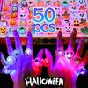 LED Light Halloween Ring Creative Glowing Ring Pumpkin Ghost Skull Rings for Kids Gifts Cute Luminous Finger Ring Party Supplies