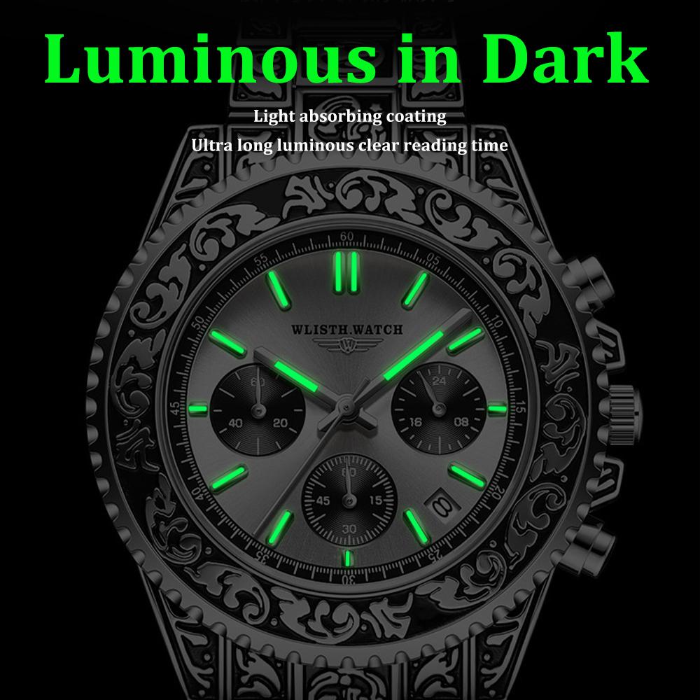 Men's Luxury Business Retro Watches Date,Chronograph Creative Steel Band Quartz Watch For Man Waterproof Clock Relogio