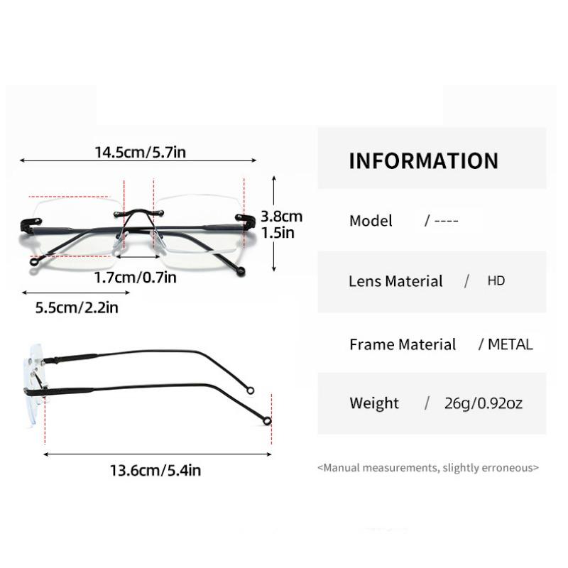 Alloy Rimless Diamond Cutting Man Glasses Frame Optical Prescription Eyeglasses Men Eyewear Fashion