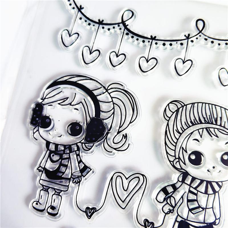 Зима Сестра Прозрачные Прозрачные Штампы Силиконовые уплотнения Роликовый штамп для DIY Скрапбукинг Фотоальбом 1pcs