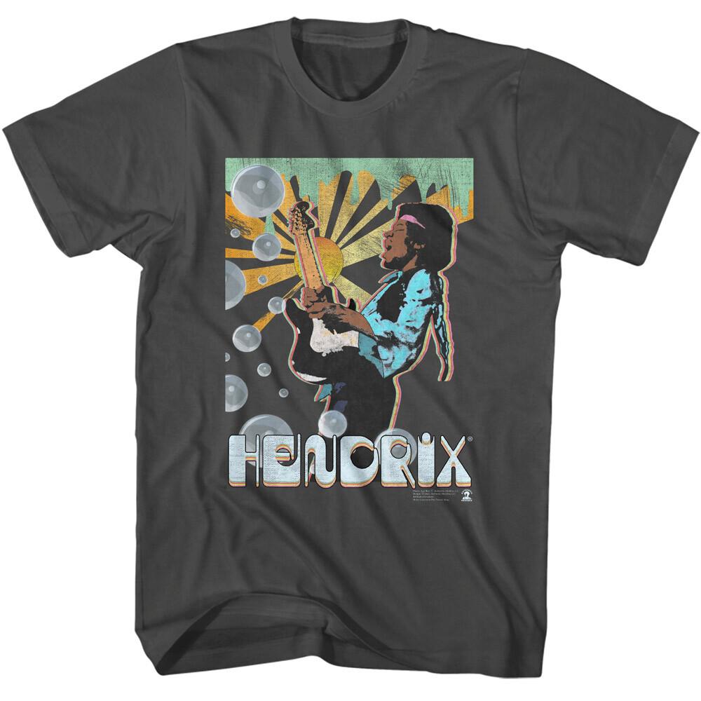Jimi Hendrix Bubbles Sunburst Guitar Men T Shirt Rock Music Concert Merch XXXL