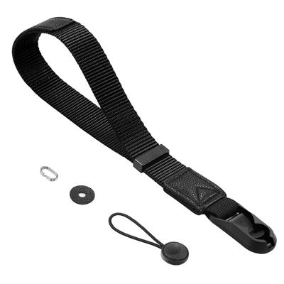 Wrist Strap Hand Strap Magnetic Buckle Anchor Design Nylon Leather for with Oval Ring Replaceable [Cobby] + SLR/Mirrorless (Black)