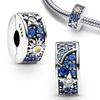 925 Silver CZ Pave Clip Charms Sun Moon Stars Beads Chain Fit Original Bangle Bracelet Jewelry