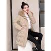 Lightweight fluffy hooded fur collar to keep warm against the cold loose mid-length high quality fabric jacket cotton coat coat