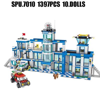 Ql0200 1397pcs Urban Police Station Car Helicopter Motorcycle 10 Dolls Weapon Boy Building Block Toy