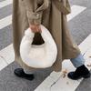 Fur Women'S Small Half Moon Bag Luxury Warm Plush Wrist Bags For Women Fashion Furry Short Handle Clutch Cute Ladies Coin Purses