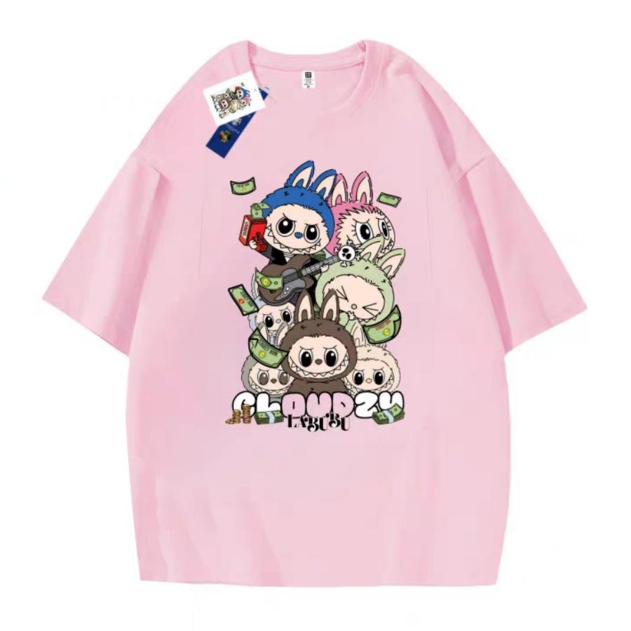 

Мужская футболка с мультяшным 3D-принтом LABUBU, топ с коротким рукавом для пары, универсальная, повседневная, трендовая одежда, подарок 6XL