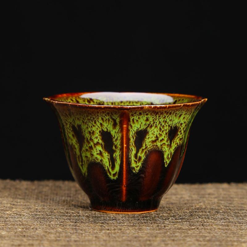 Kiln Change Tea Cup Ceramic Cups and Lanterns Kung Fu Small Tea Cups Master Cup Single Cup Jianjian Tea Set Tea Bowl Tea Cups Bucket Hats Cups