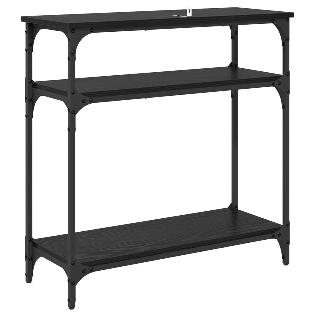 Console Table with Shelf Black Oak Effect 75 X 29 X 75 Cm