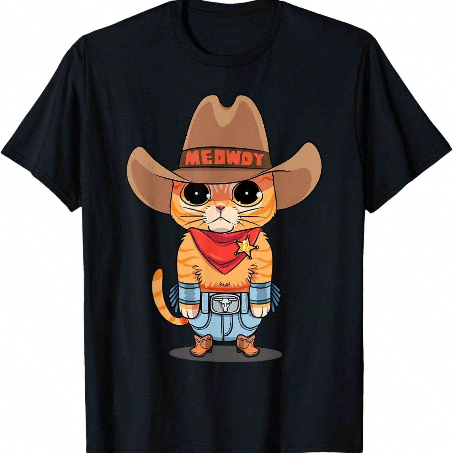 Funny Meowdy Orange Tabby Cat Cow Hat Howdy Meow Meme T-Shirt S разноцветный